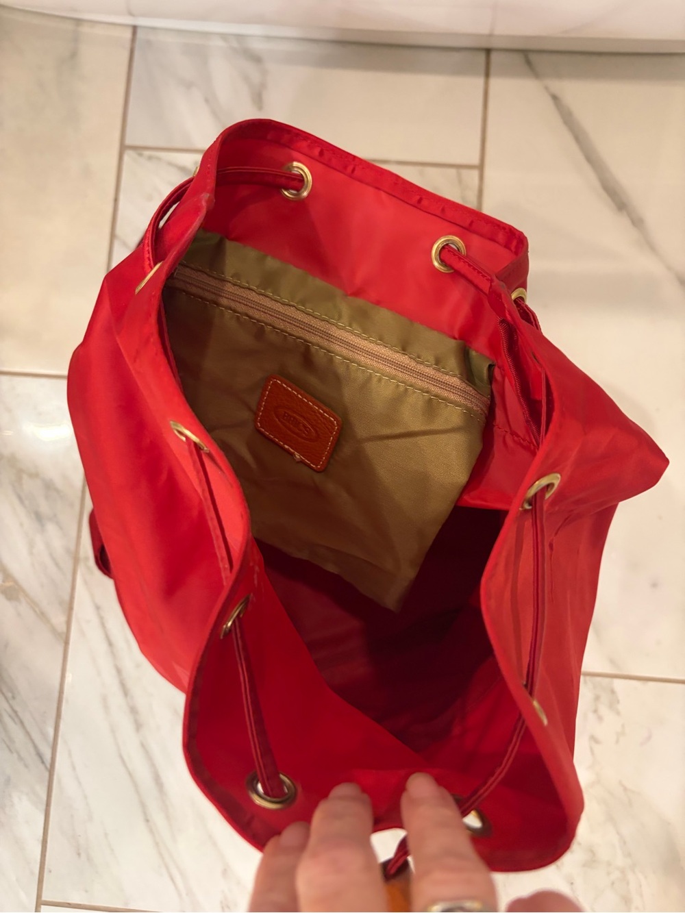 Bric's Large Red Nylon Drawstring Backpack - Picture 4 of 7